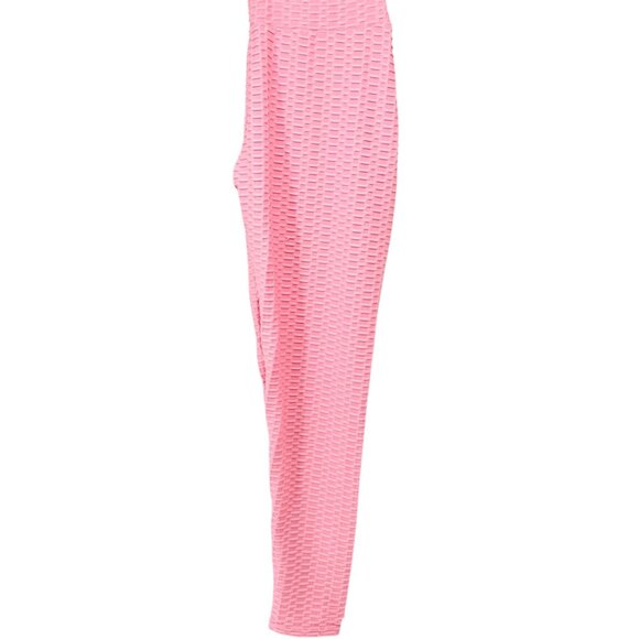 Textured Scrunch Butt Leggings Womens XXL Pink High-Waisted Poly Spandex Blend - Picture 6 of 7